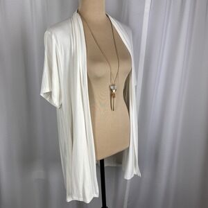 NWT ReneeC Plus 3XL Open Cardigan Ivory Natural Bamboo SOFT!! Comfy Stretch READ